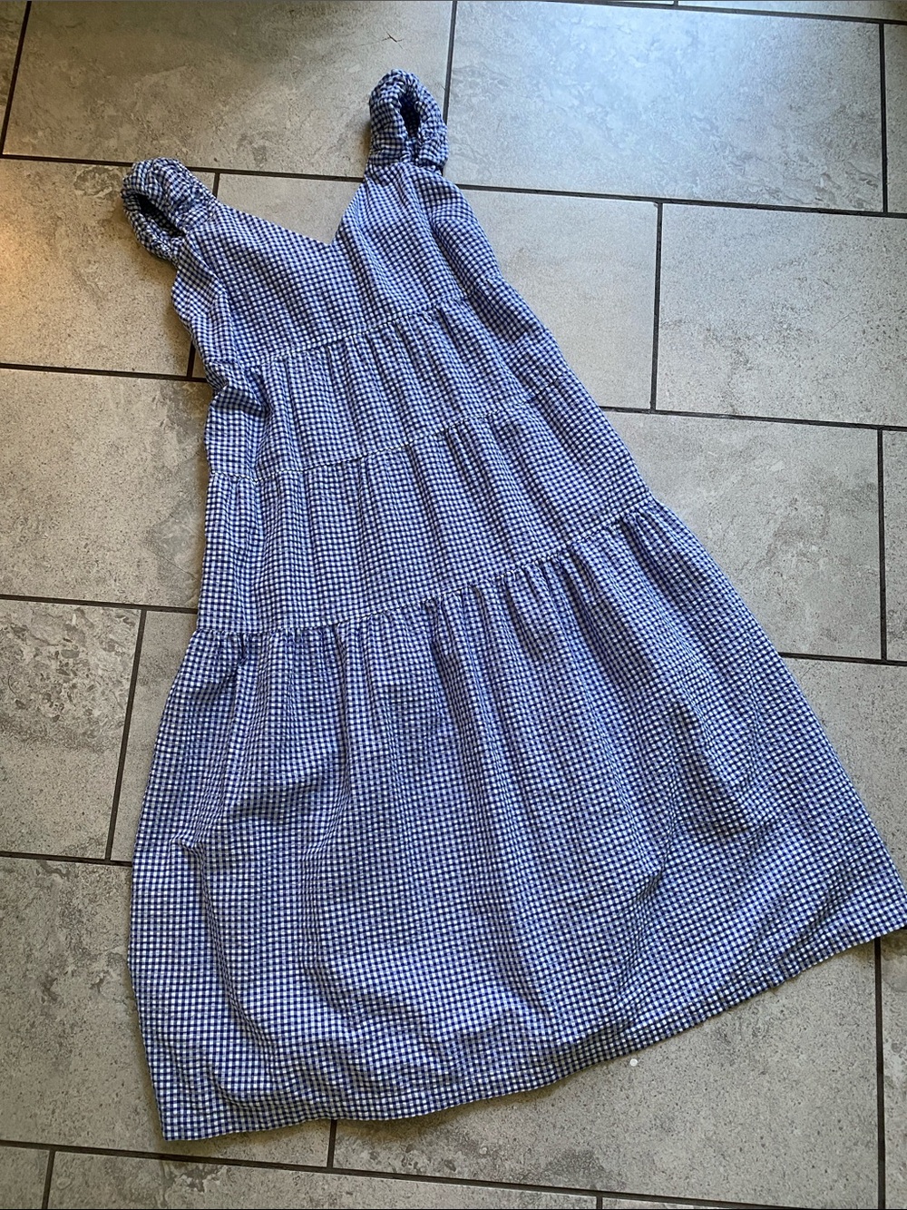 Old Navy Blue Gingham Tiered Maxi Dress - Picture 1 of 10